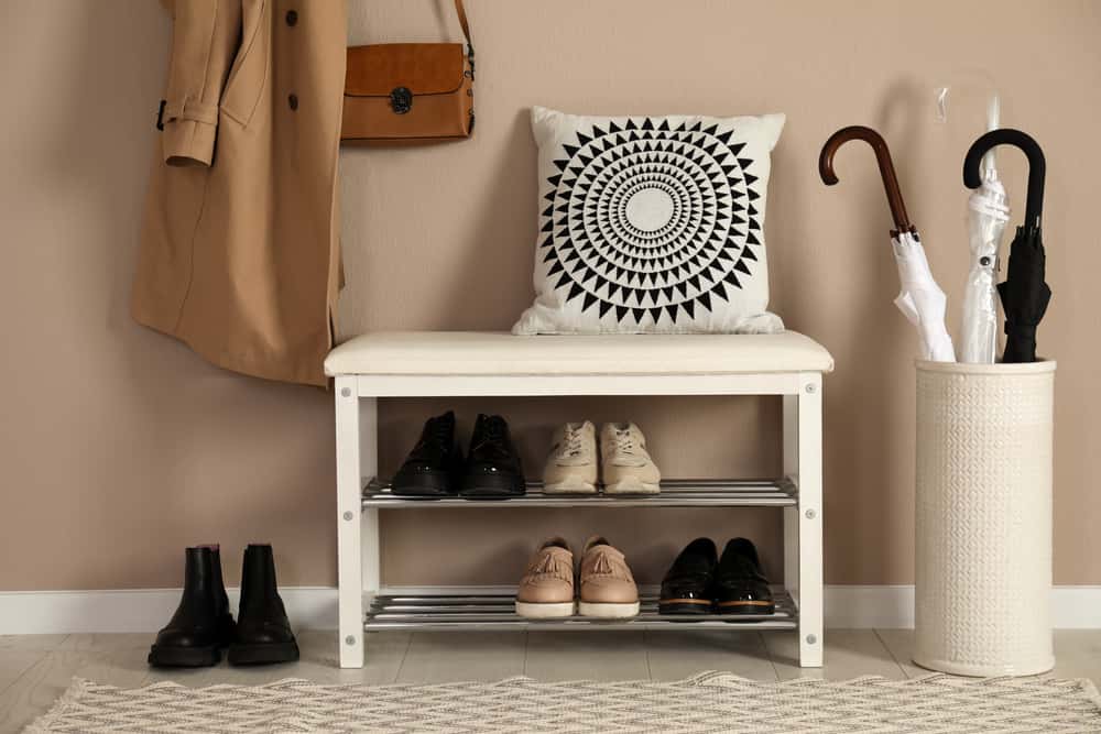 shoe rack wooden with door design