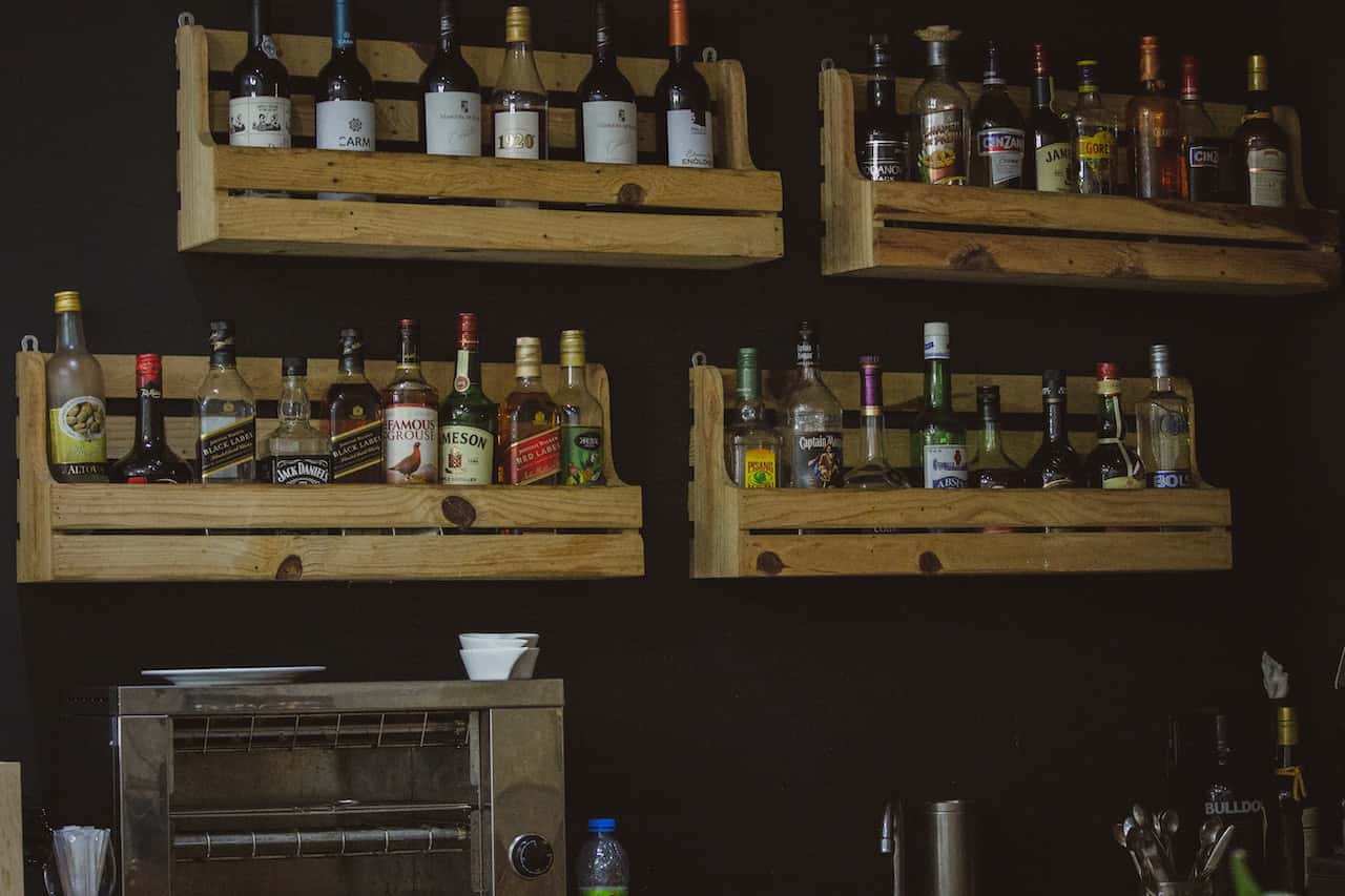 small shelf for wine collection