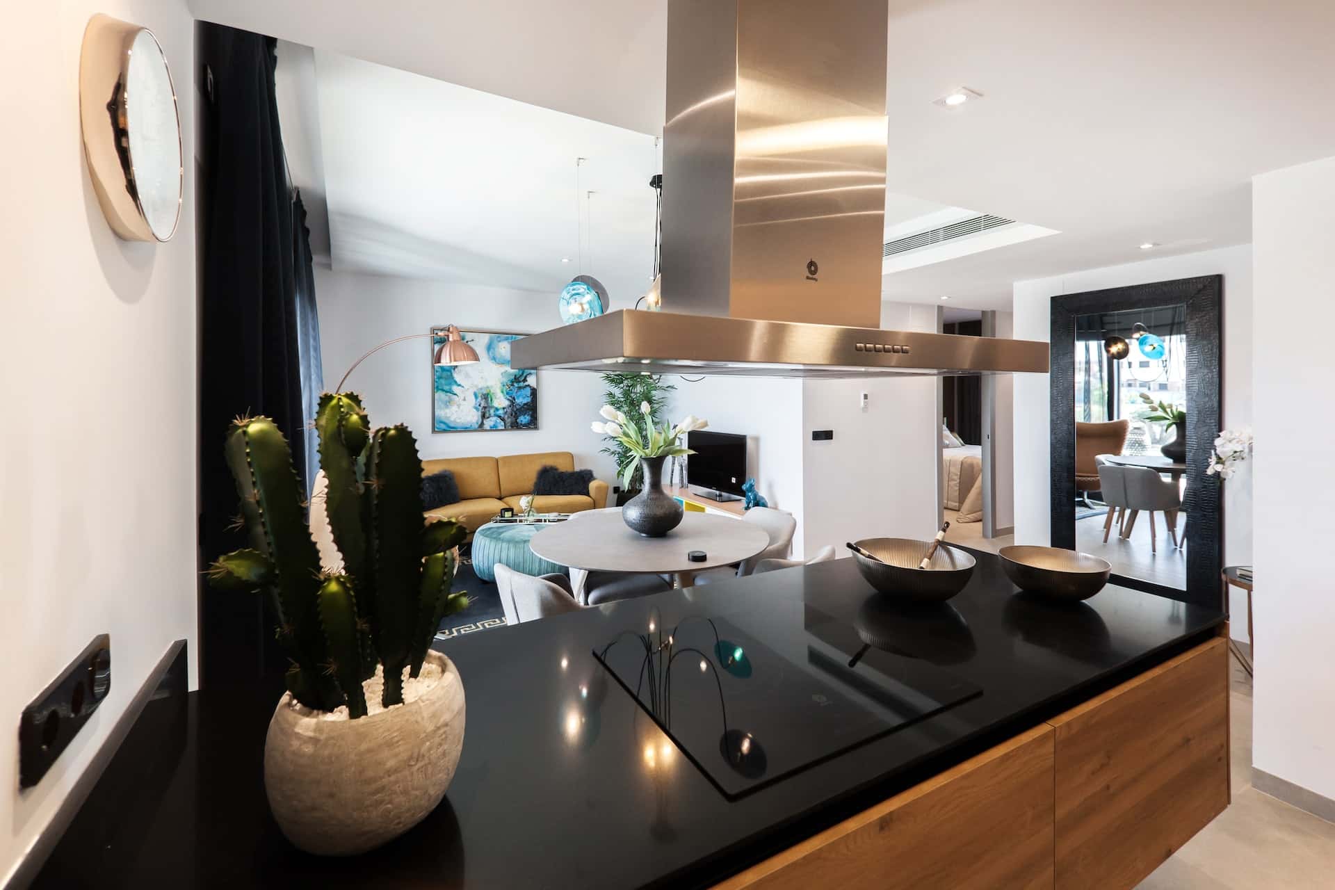 Smart kitchen design for small spaces with functional island gas unit