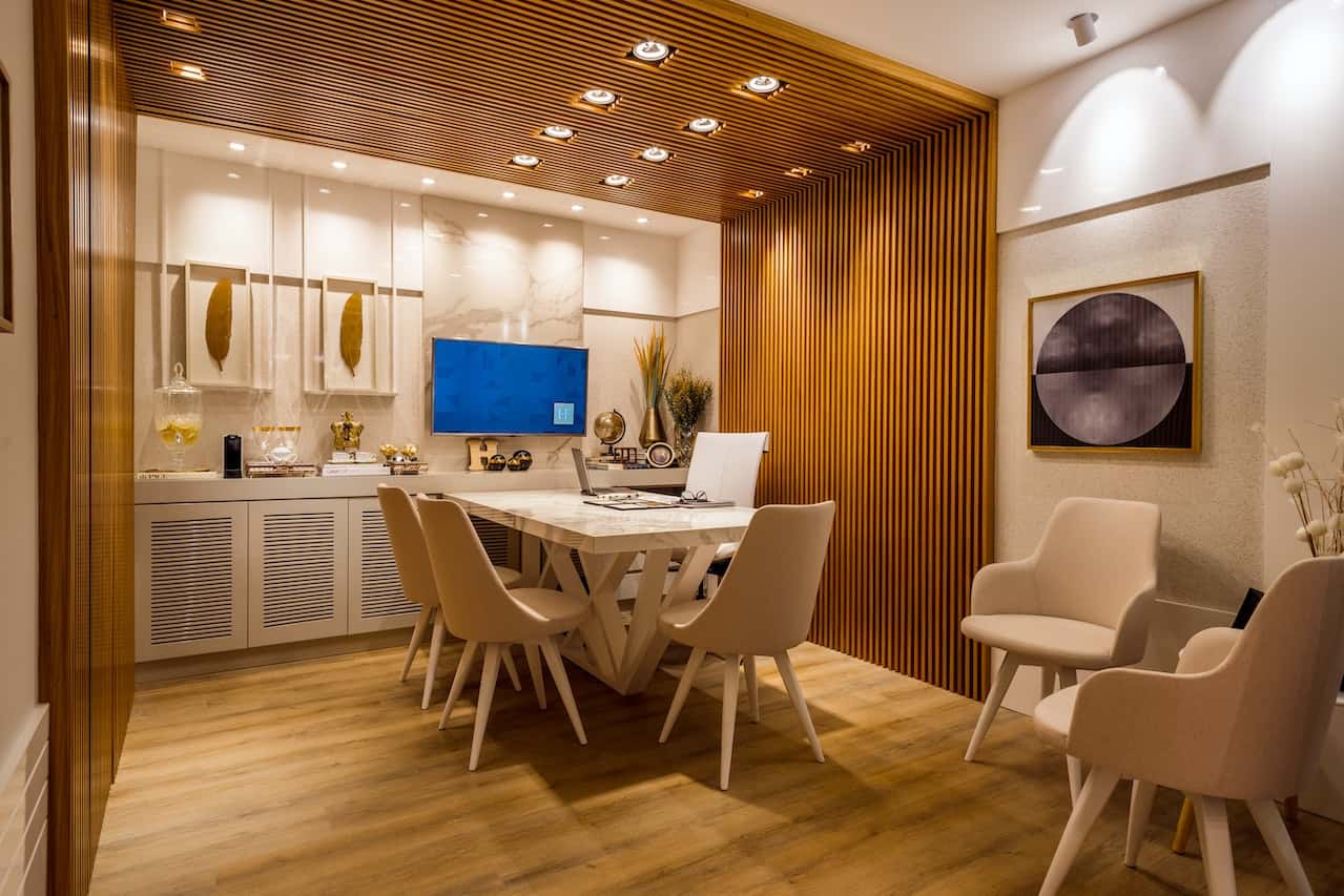 sophisticated wall-mounted dining table