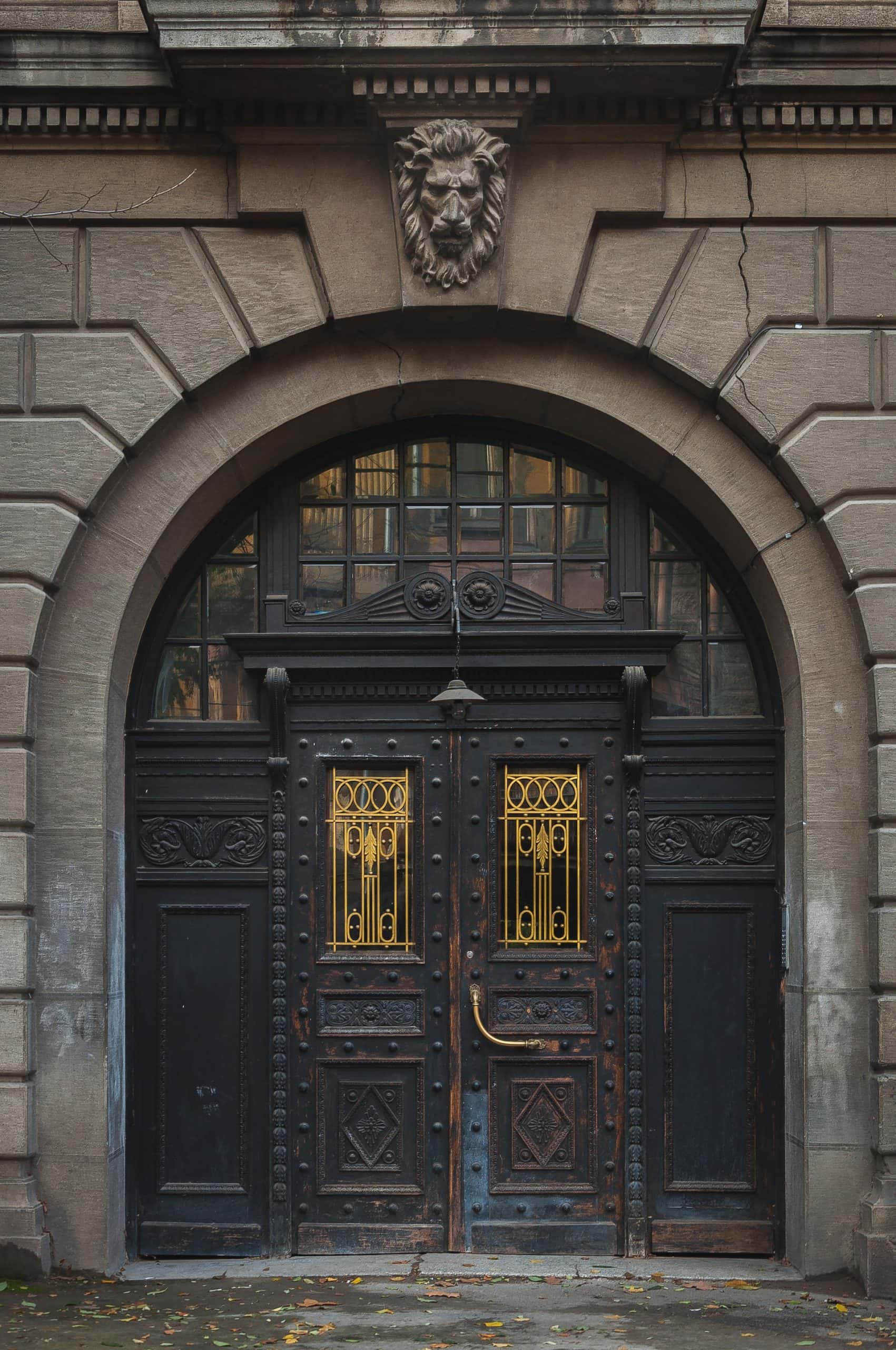 studded iron gate double door design