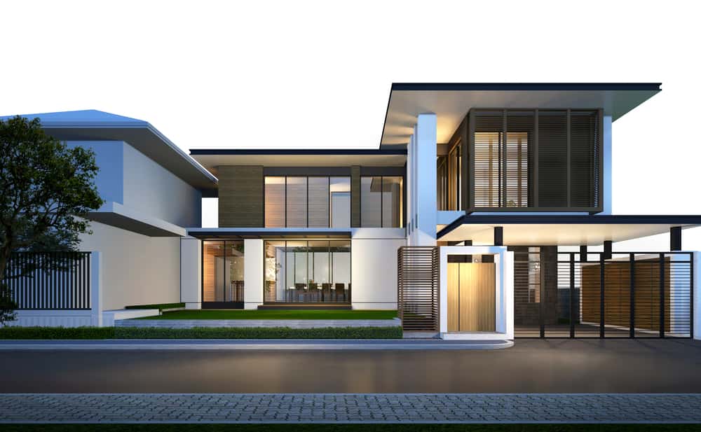 Contemporary elevation glass designs with wood accents and sleek front-facing windows