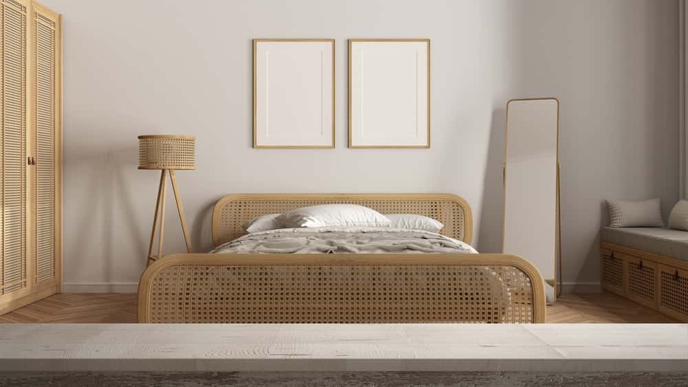 vintage wooden platform bed