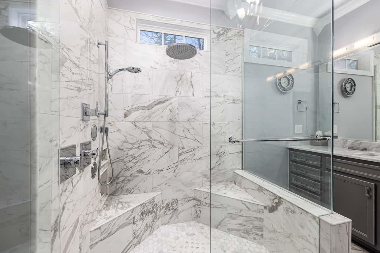 walk-in showers with a bench
