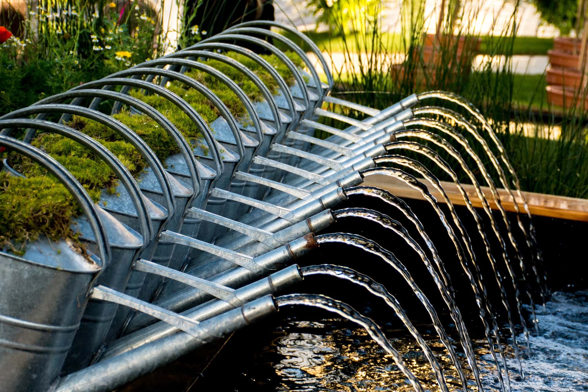 water flowing from their spouts
