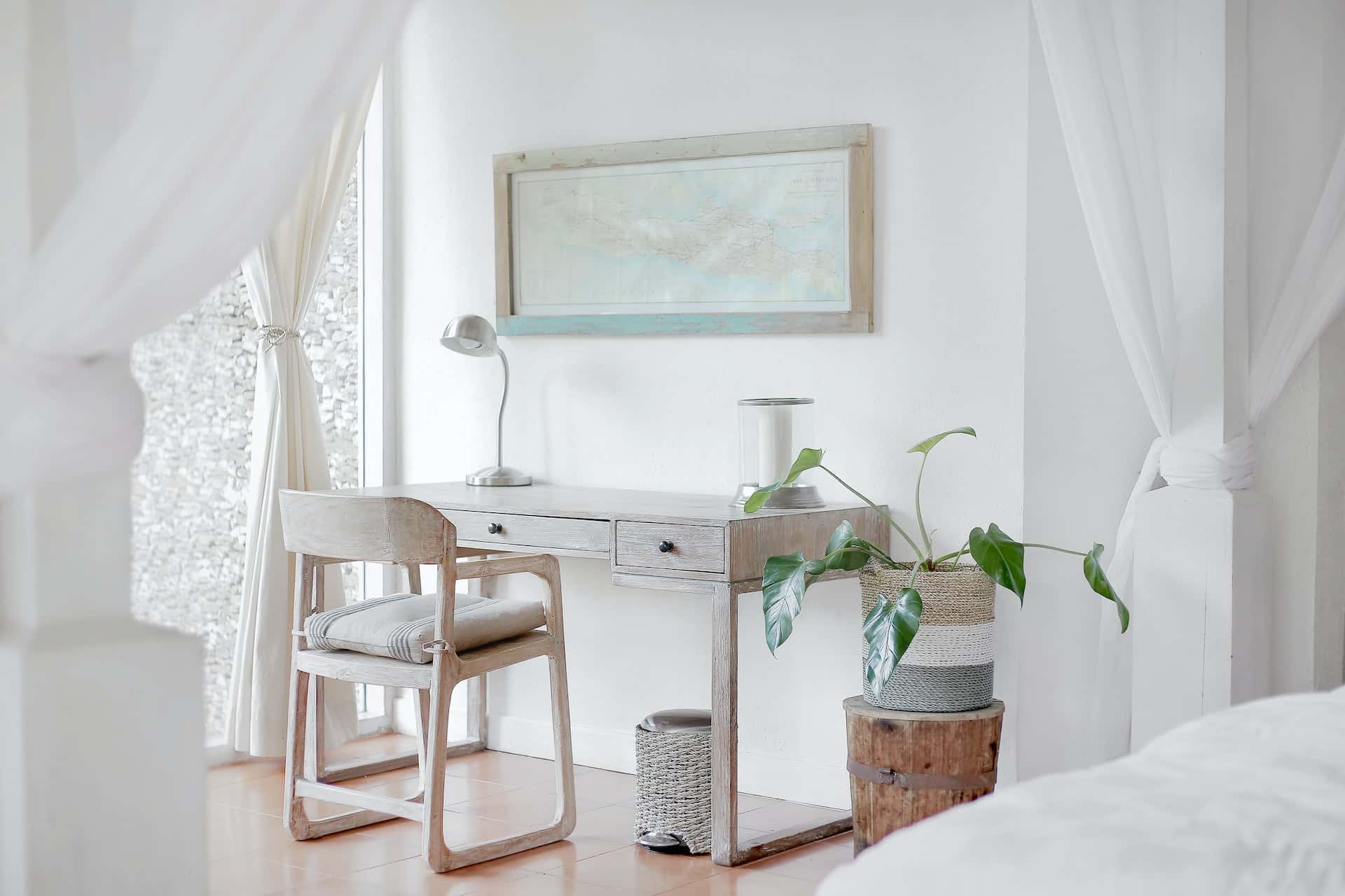 white theme study table