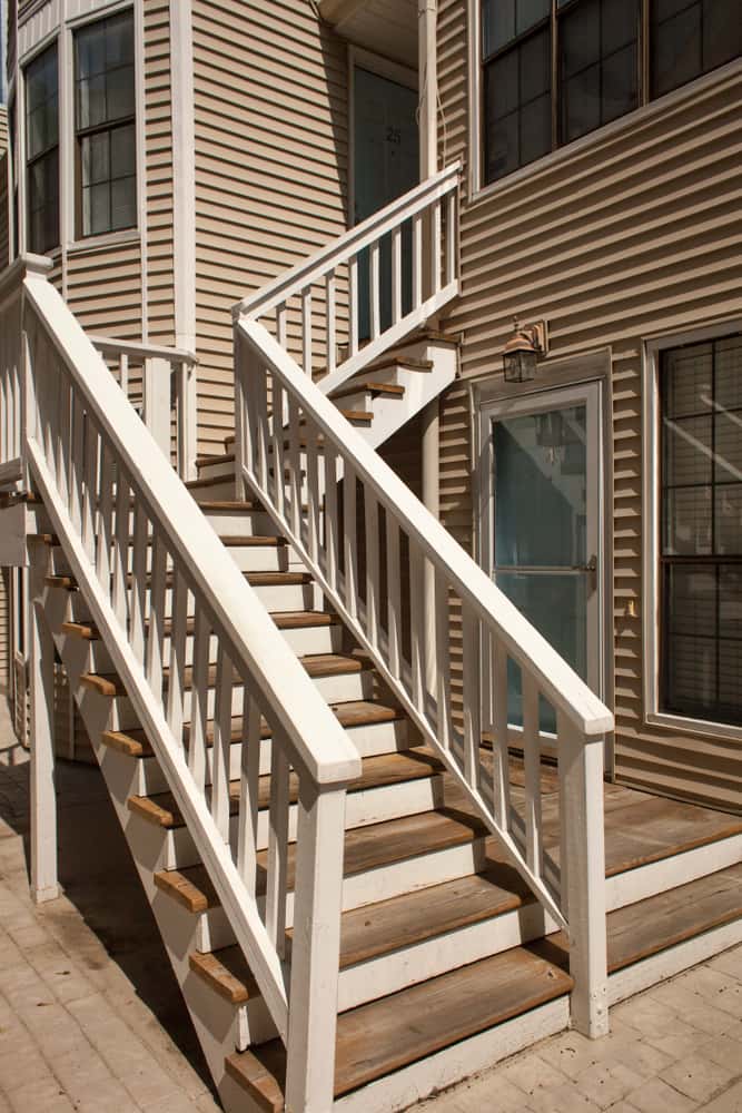 White Wood Front Stair Design