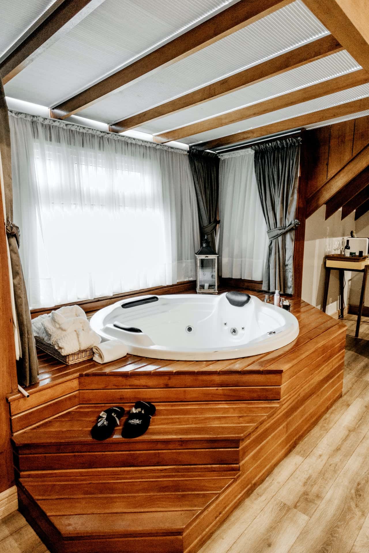 wooden embedded jacuzzi