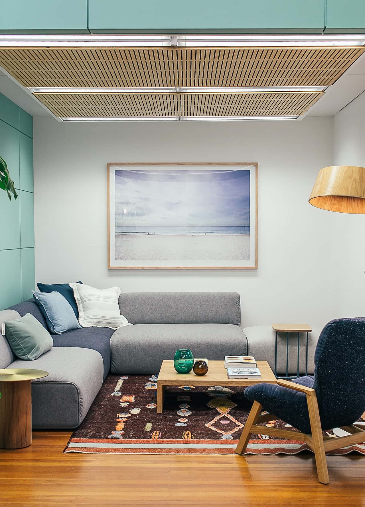 wooden l shape false ceiling