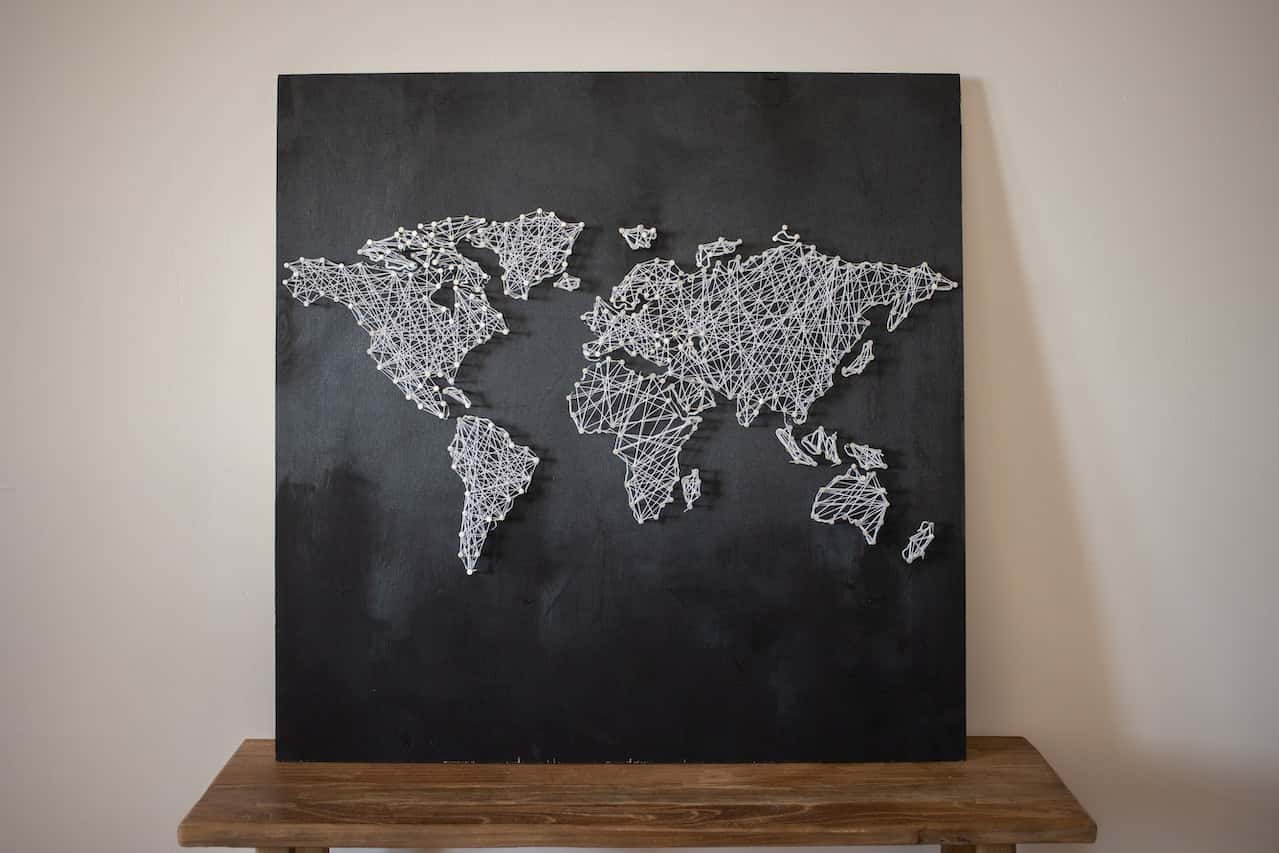 world map living room decor
