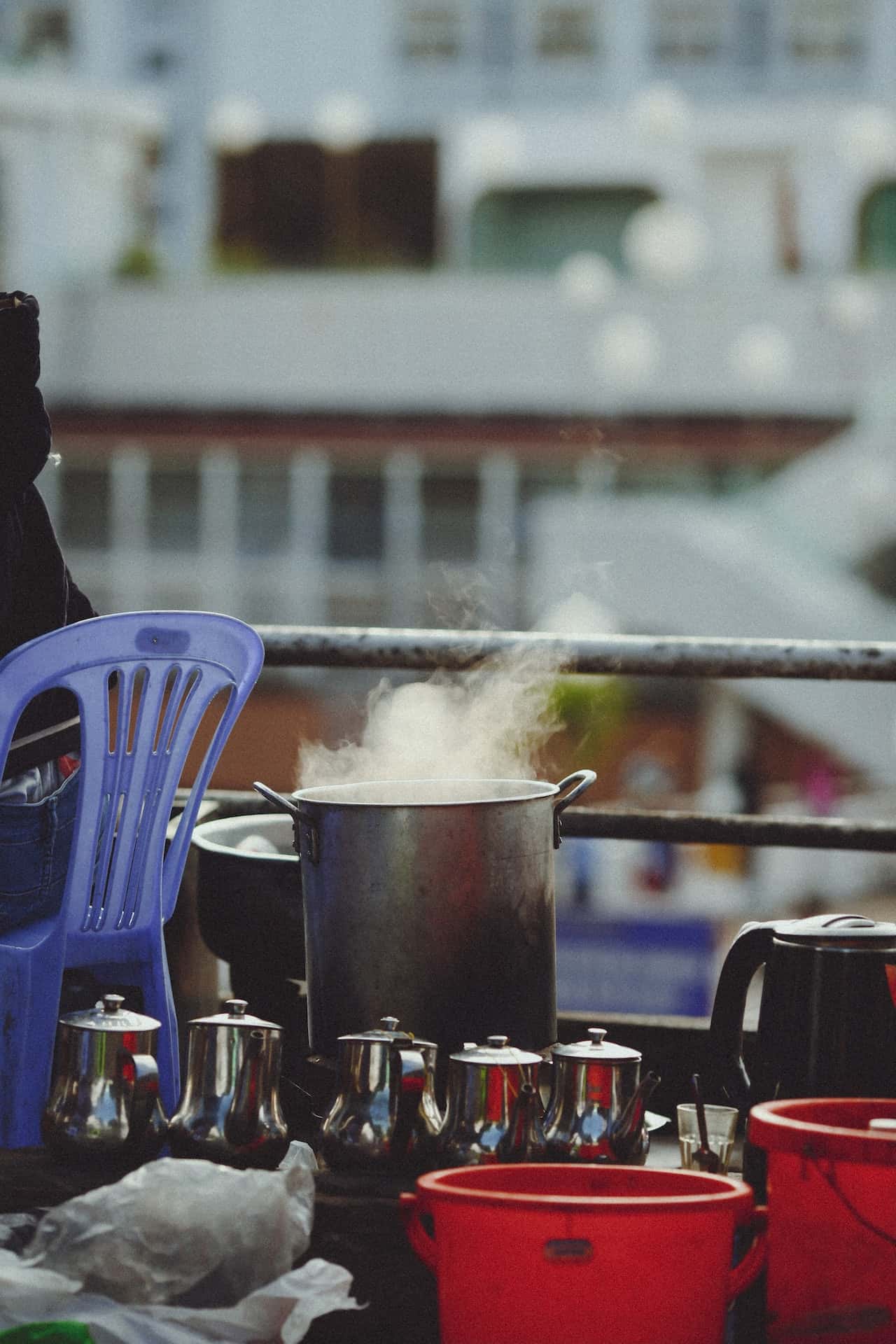 Small space urban balcony kitchen ideas with tea station