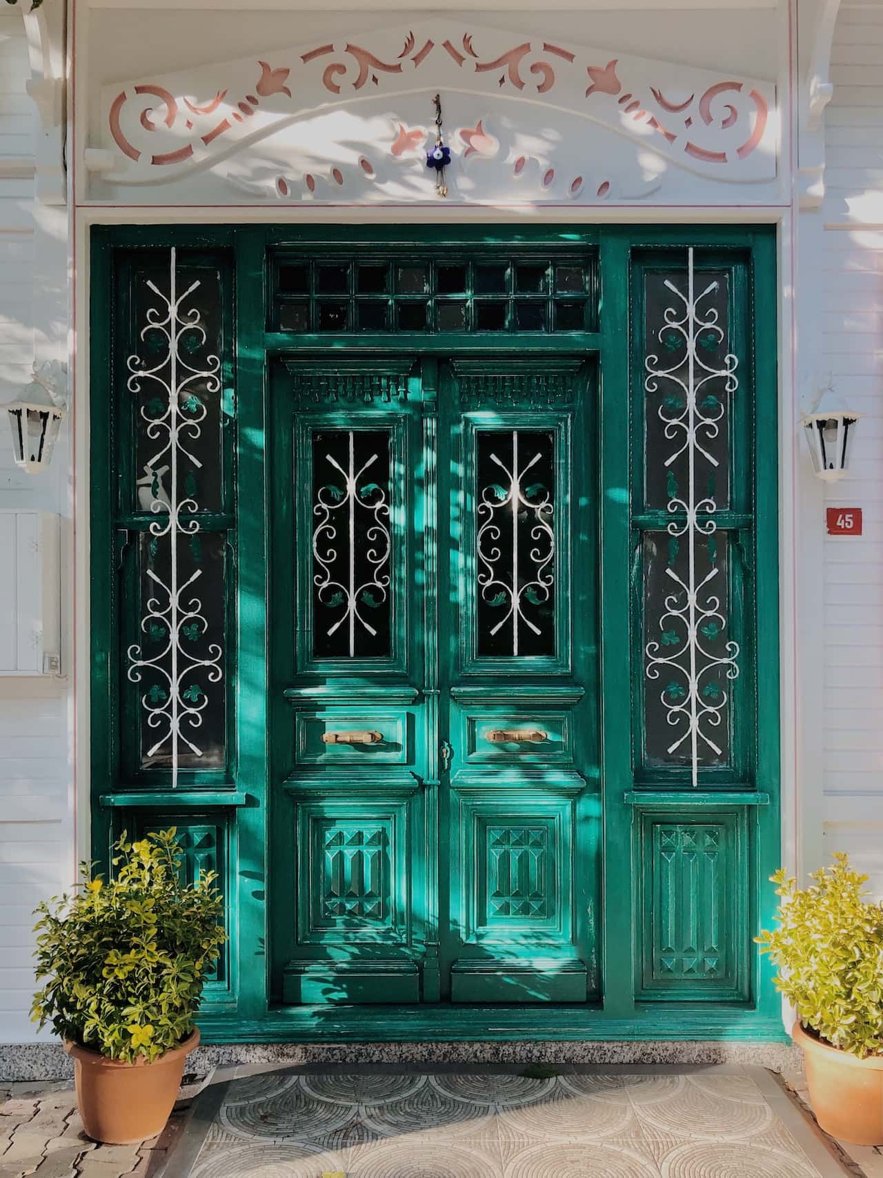 colourful modern net door design idea
