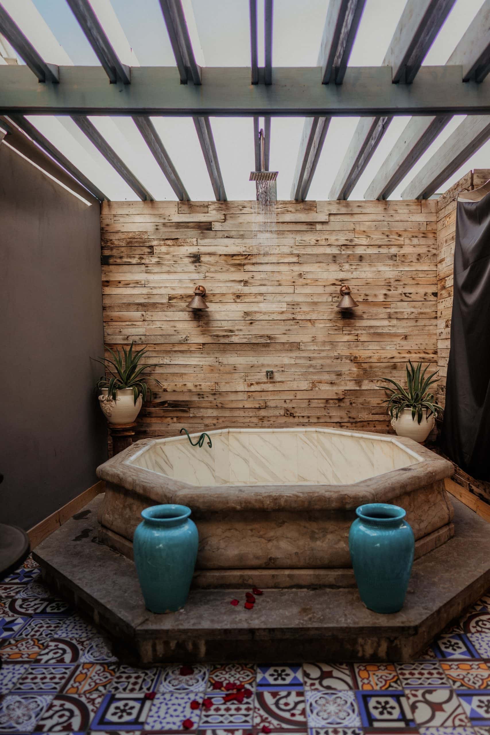 detailed terrace with wood