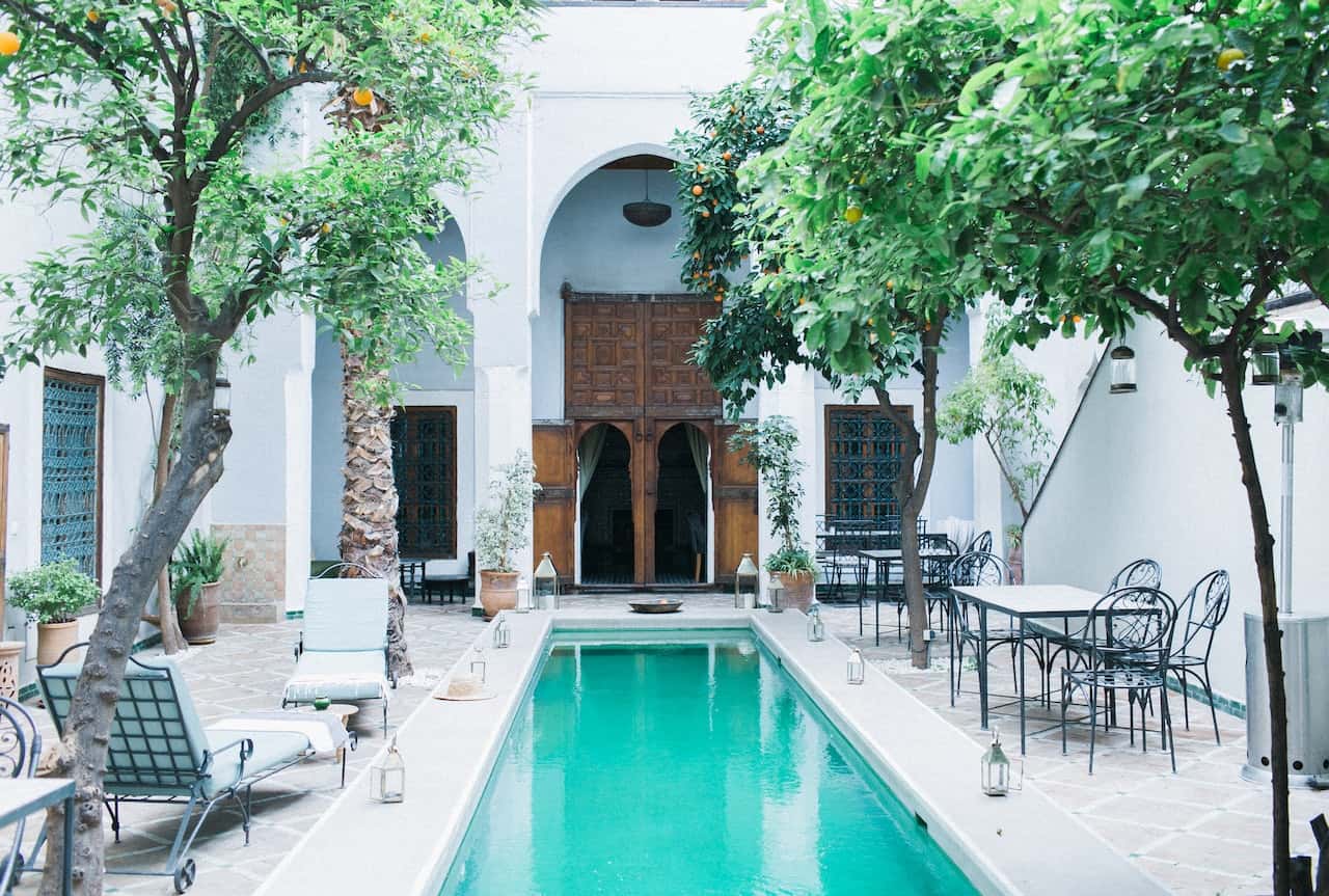 Serene haveli designs featuring open courtyard and traditional arches