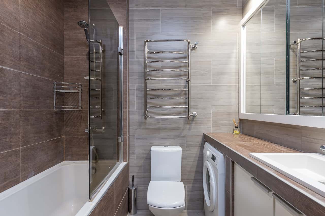 space-efficient master bathroom