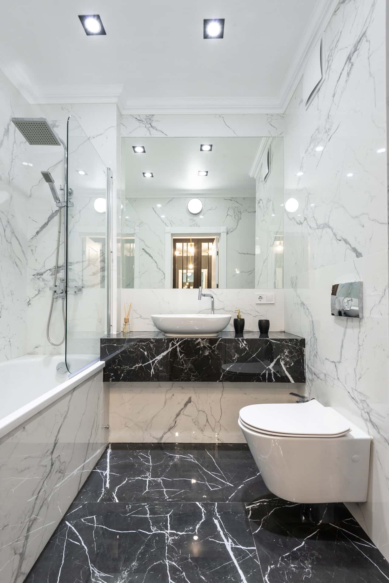 striking marble walls