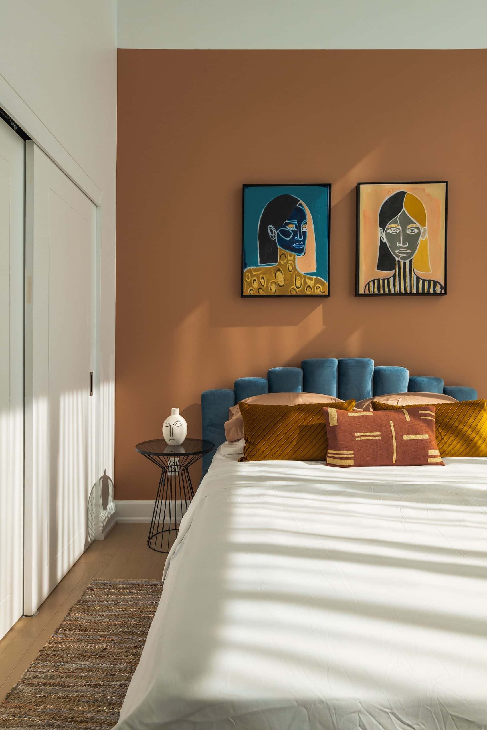 teal and pink bedroom