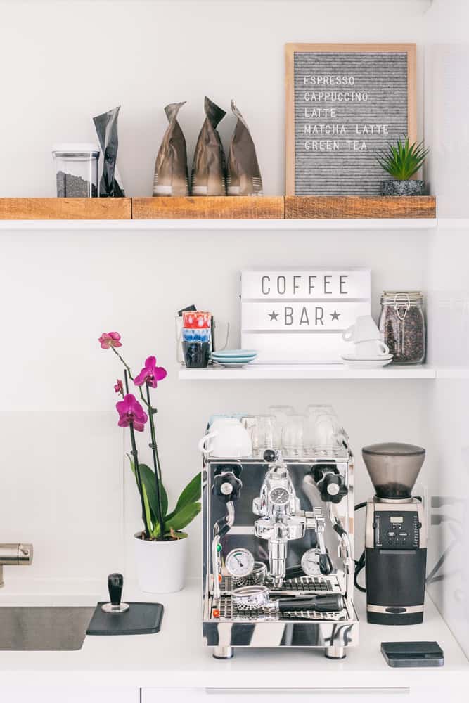 coffee bar in the living room corner