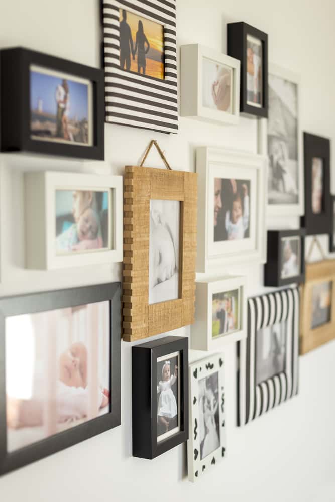 gallery wall in the living room corner