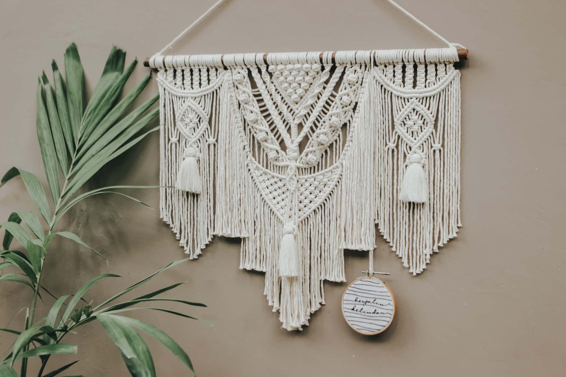 large beaded macrame wall hanger