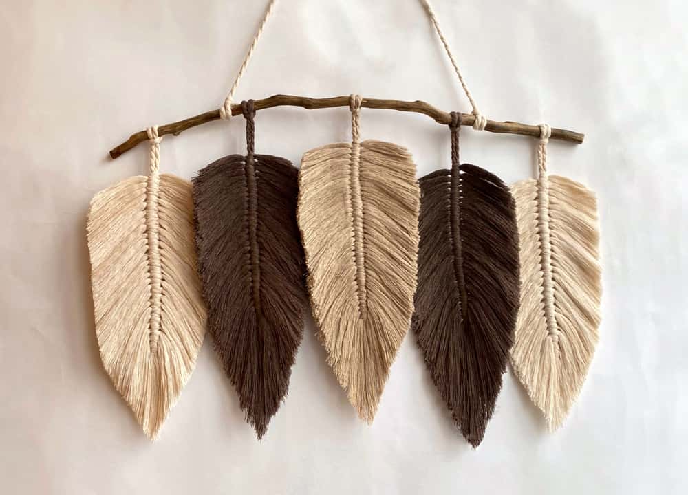 textured macrame wall art hanger