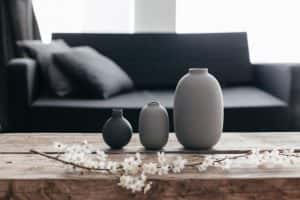 minimalistic home decor on rustic coffee