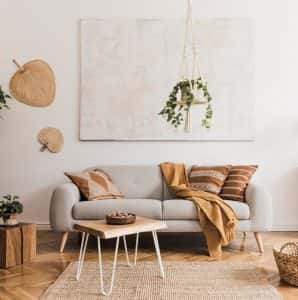 stylish boho composition living room interior