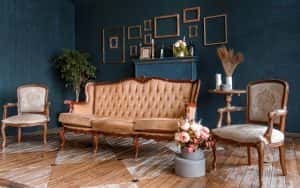 Modern Dark Interior Fireplace Flowers Cozy
