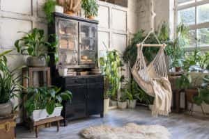 cozy rope swing living room green