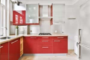 small corner kitchen sink under window