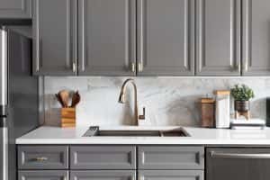 Front View Elegant Interior Gray Drawers