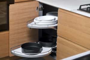 Smart modern modular kitchen corner unit with sleek pull-out storage system