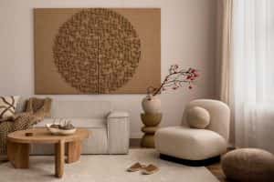 Living Room Interior with Poster Frame