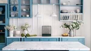 Empty Marble Kitchen Island Clean Surface