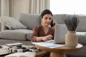 Indian woman interior designer consulting client