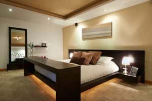 lights in modern bedroom interior