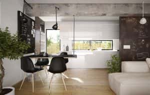 modern retro dining room kitchen interior