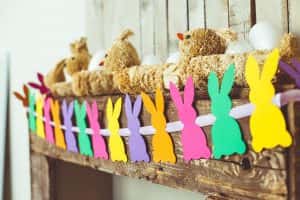 Easter bunny decoration paper cut background