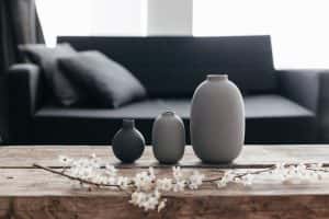 minimalistic home decor on rustic coffee