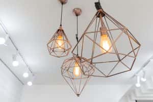retro cooper hanging lamp orange light