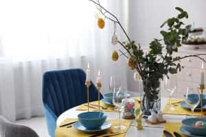 Beautiful easter table setting festive decor