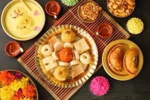 Sweets Gujiya Barfi Motichoor Laddu