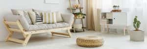 Wooden sofa pillows white lounge ladder