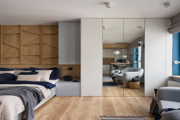 Bedroom wardrobe with mirror