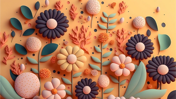 3D floral craft wallpaper orange rose