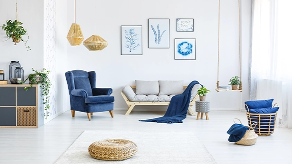 Blue and white interior