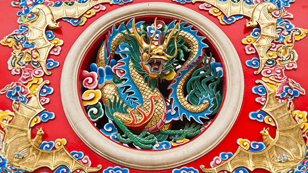 Dragon statue chinese temple thailand