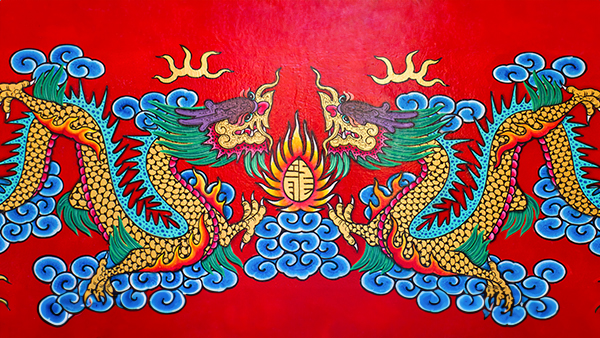 Art chinese style painting two dragon