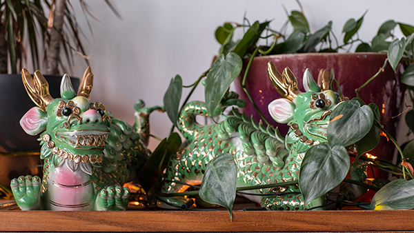 Two green gold traditional chinese