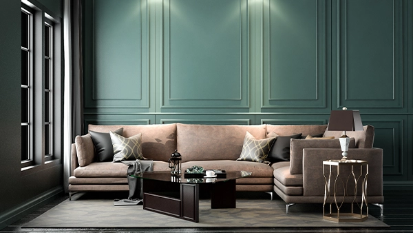 Green and brown interior